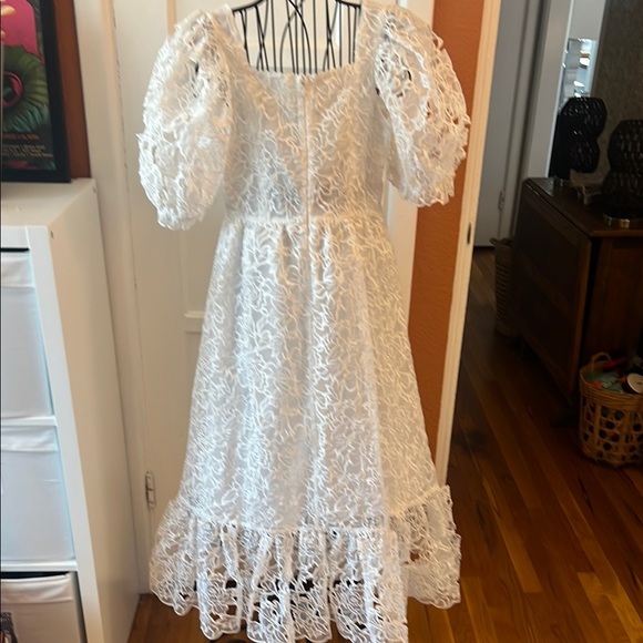 Loeffler Randall Addison Cream Puff-Sleeve Dress-Size 6 - Picture 5 of 8